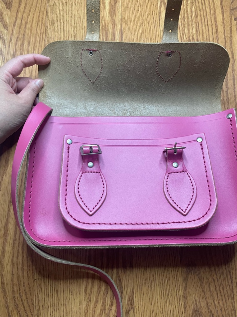 The Cambridge Satchel Company Pink Leather Mini Satchel Crossbody Bag - Picture 10 of 16